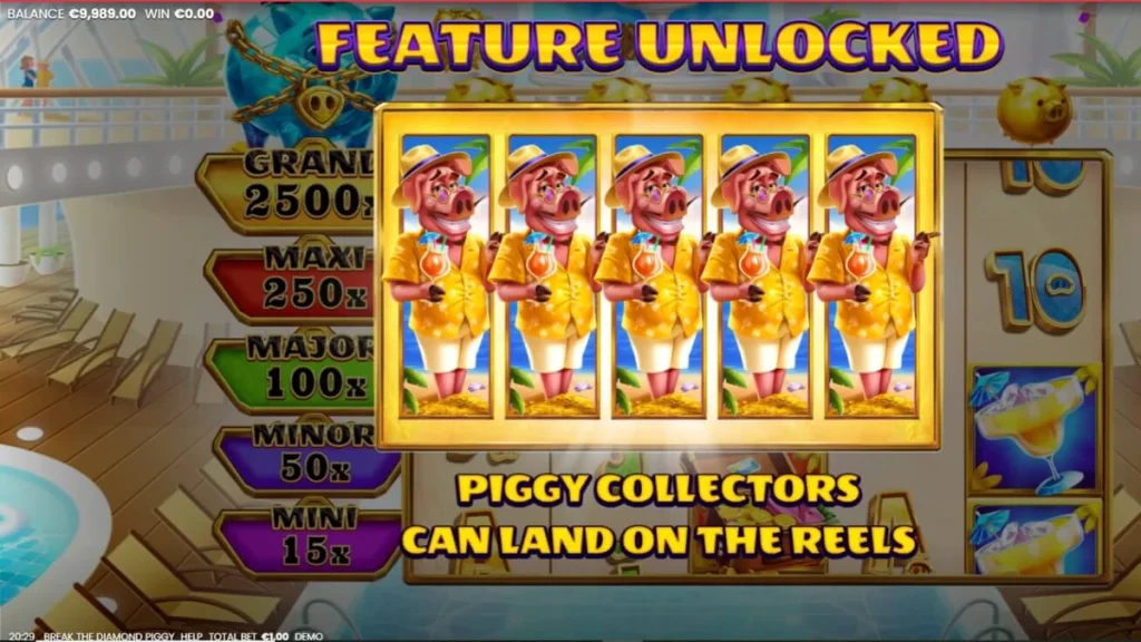 Tampilan visual slot Break the Diamond Piggy dengan tema kapal pesiar mewah