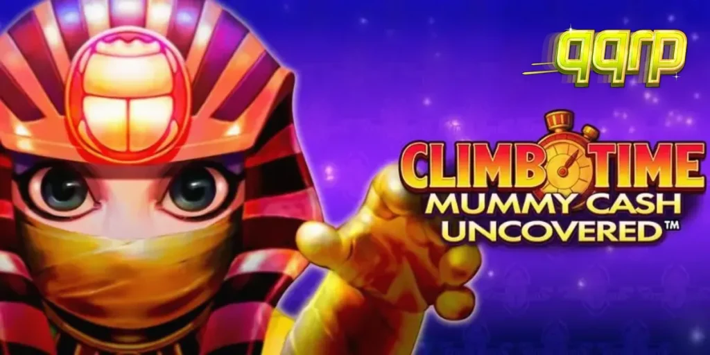 Tampilan visual slot Climb Time Mummy Cash Uncovered dengan tema Mesir modern